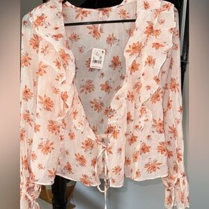 Free People Amanda Ruffle Top size XS NWT